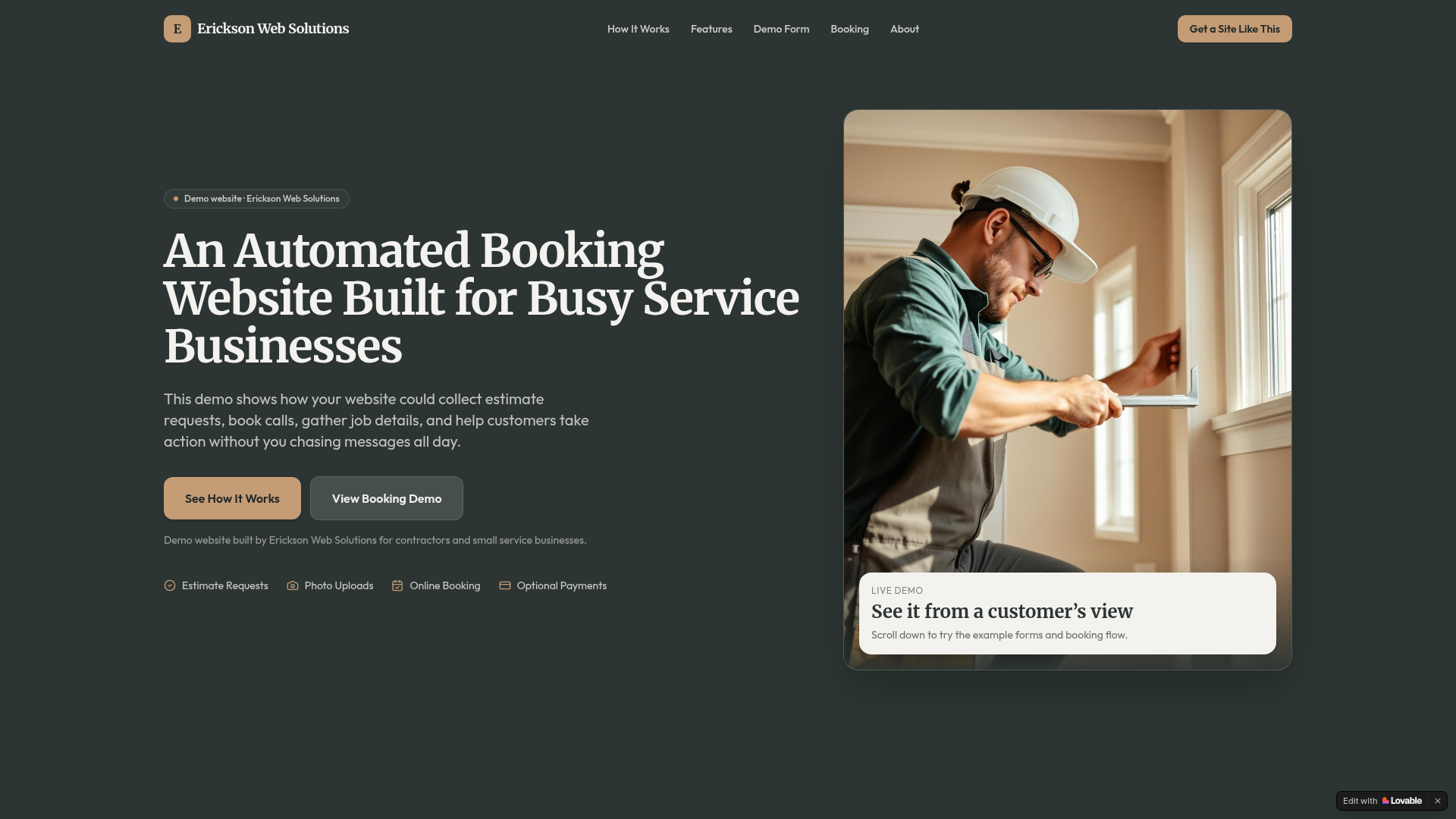 Automated Booking / Quote Website preview