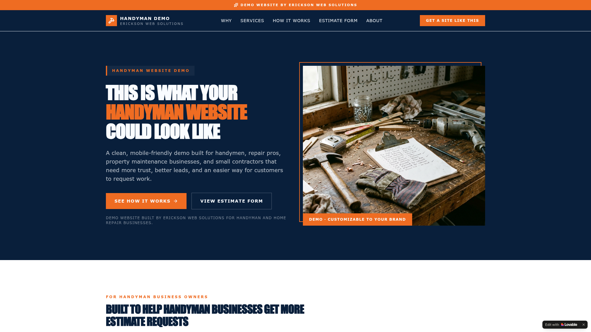 Handyman Website preview
